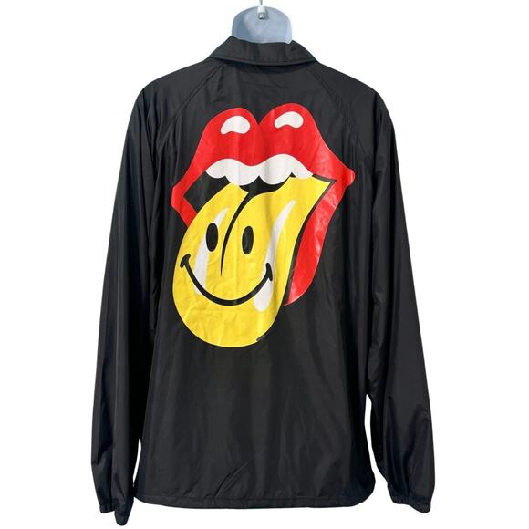 Rolling Stones x Smiley Market Black Lips Windbreaker Jacket size 2X NEW Tags